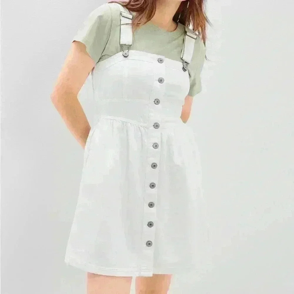 AE Button-Front Denim Mini Dress